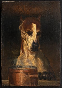 Dog Portrait "A Fine Gourmet!" dated 1855 Louis Godefroy Jadin (1805-1882)