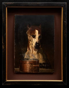 Dog Portrait "A Fine Gourmet!" dated 1855 Louis Godefroy Jadin (1805-1882)