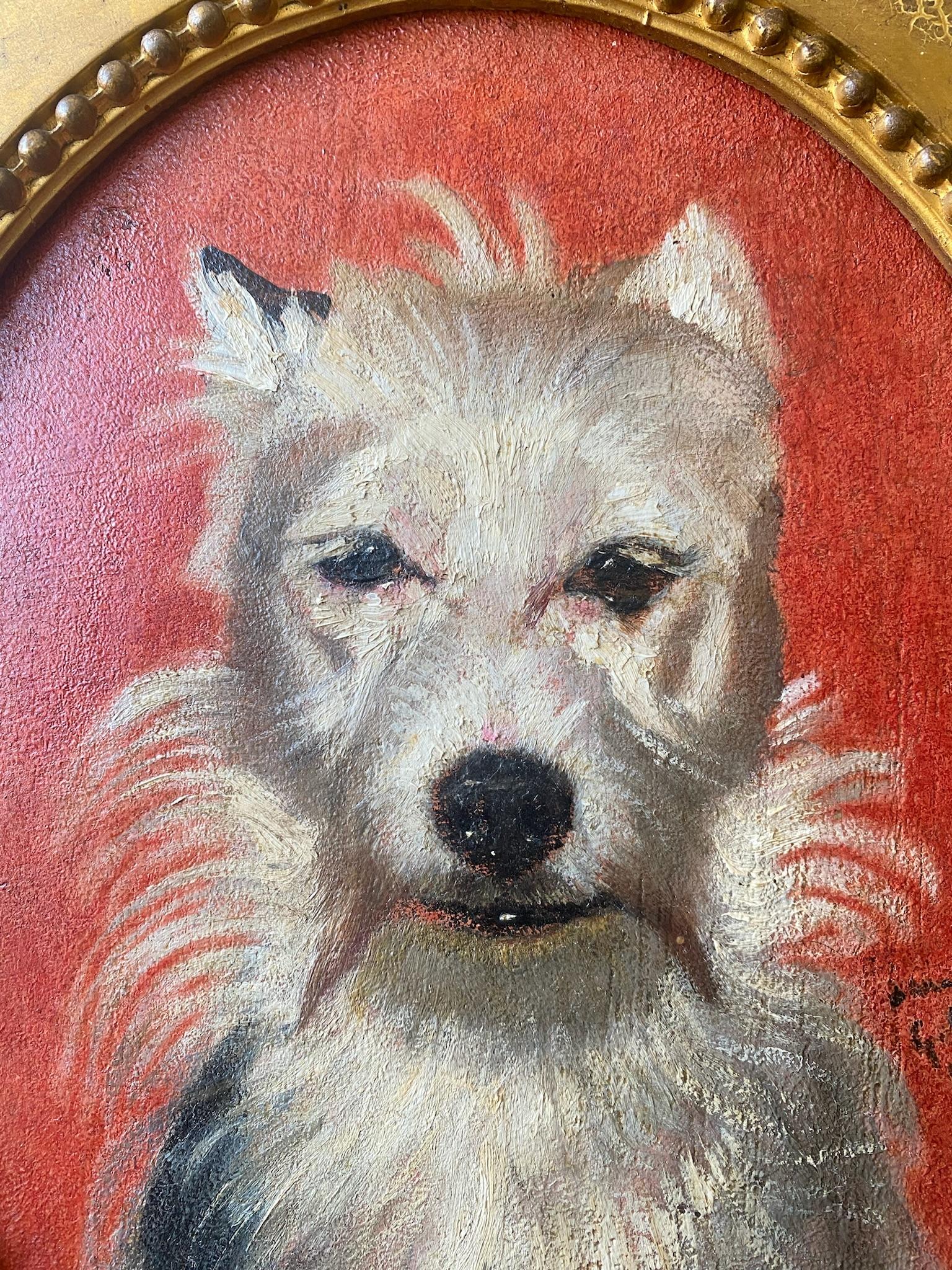 A beautiful mid 19th Century dog painting by the undisputed king of the genre, artist Louis Godefroy Jadin (1805-1882). Jadin is known for having painted the hunts of Napoleon III and the dogs of the high society under the Second Empire.

The artist