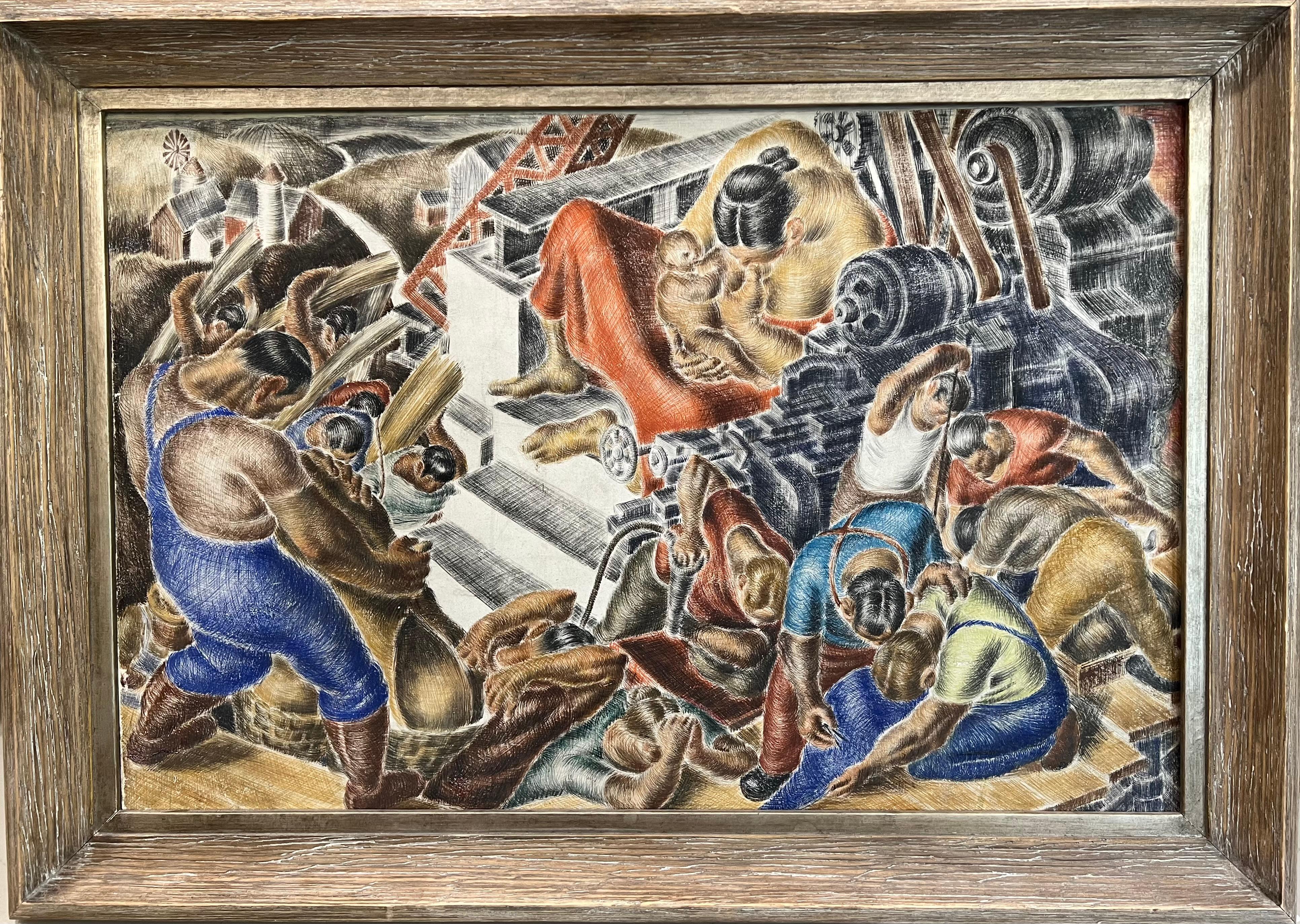 Tragedia in fattoria (Senza titolo) - Painting di Louis Goodman Ferstadt