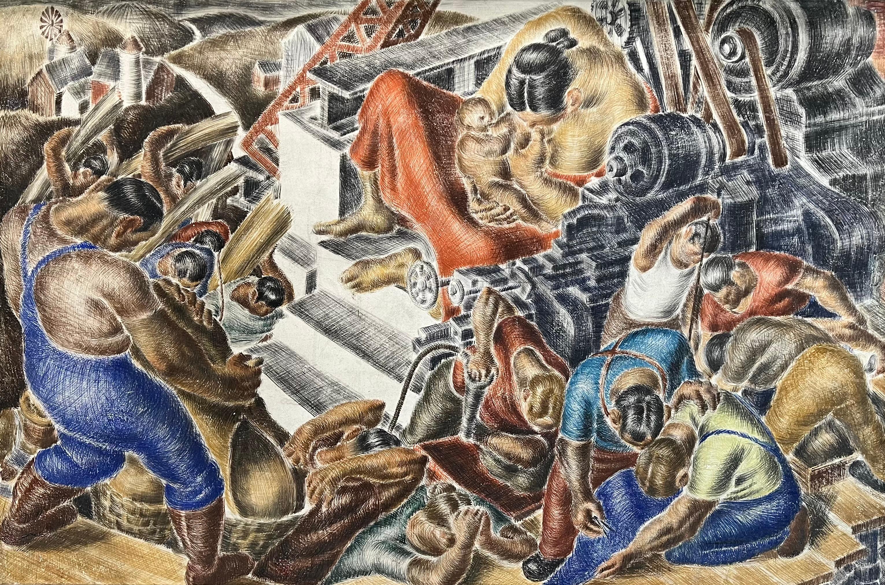 Figurative Painting di Louis Goodman Ferstadt - Tragedia in fattoria (Senza titolo)