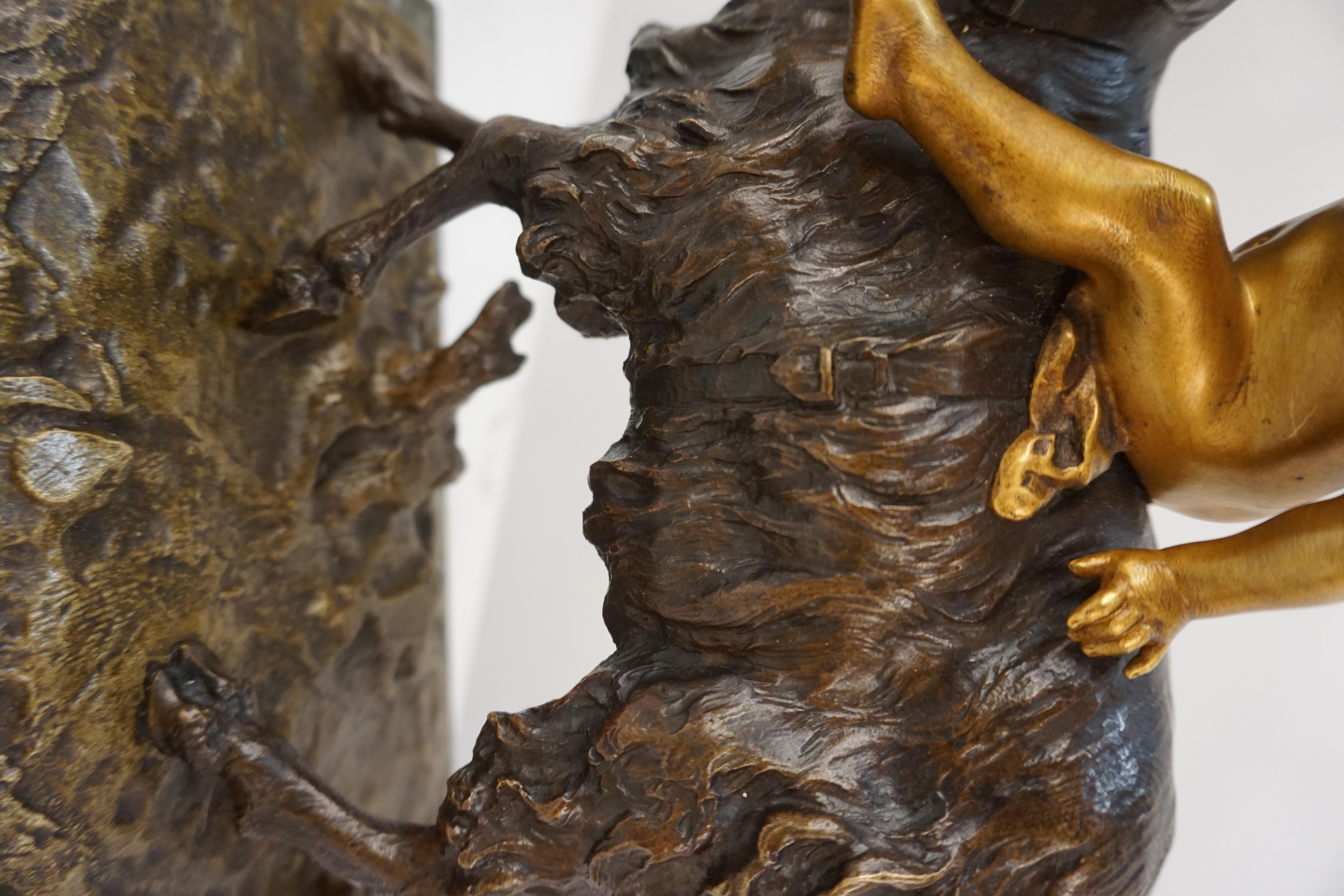Louis Gossin Boy Riding a Goat Bronze Sculpture 'French, 1846-1928' 4