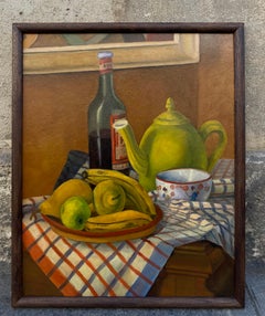Louis Goyet (1907-1982). Composición sobre mantel.Óleo sobre cartón.