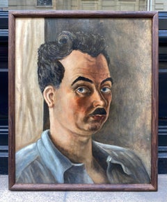 Louis Goyet (1907-1982). Portrait of a Man. Oil on cardboard. Fauvism.