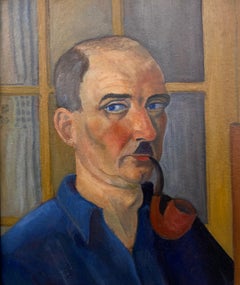 Louis GOYET. Autorretrato con una pipa, hacia 1940. Óleo sobre tabla. El fauvismo.
