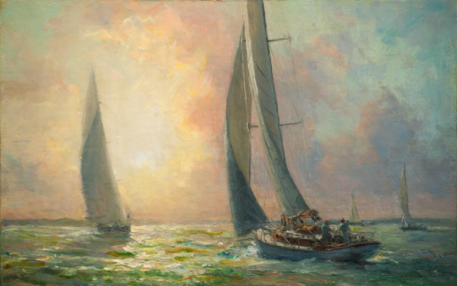 Into the Light, Nantucket Opera House Cup - Painting by Louis Guarnaccia