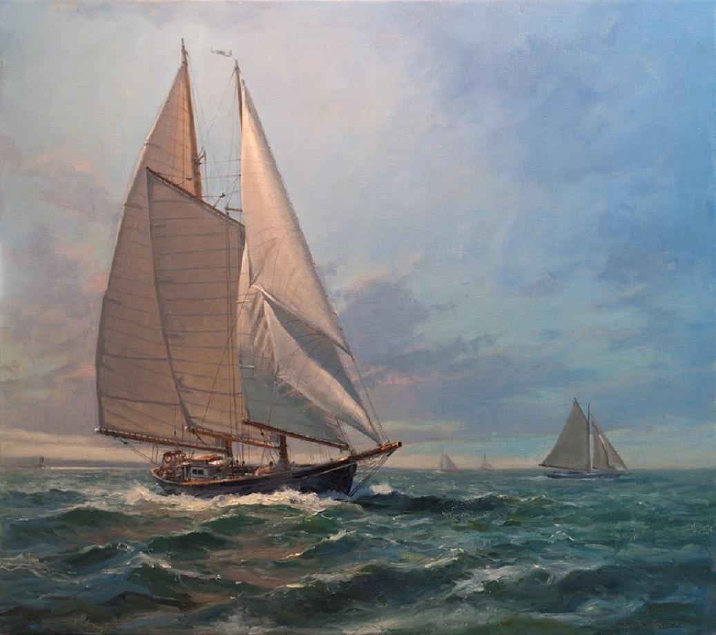 Nantucket Schooner - Painting by Louis Guarnaccia