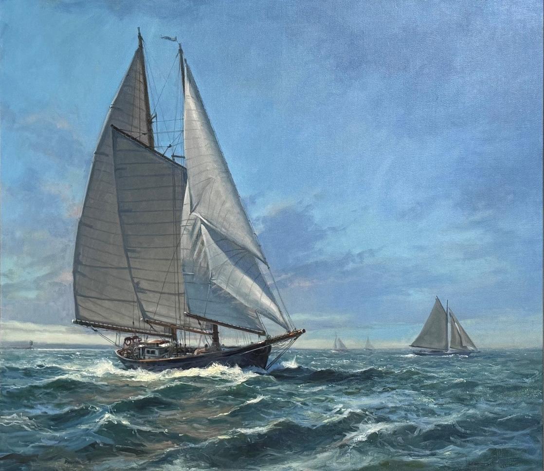 Nantucket Schooner - Painting by Louis Guarnaccia