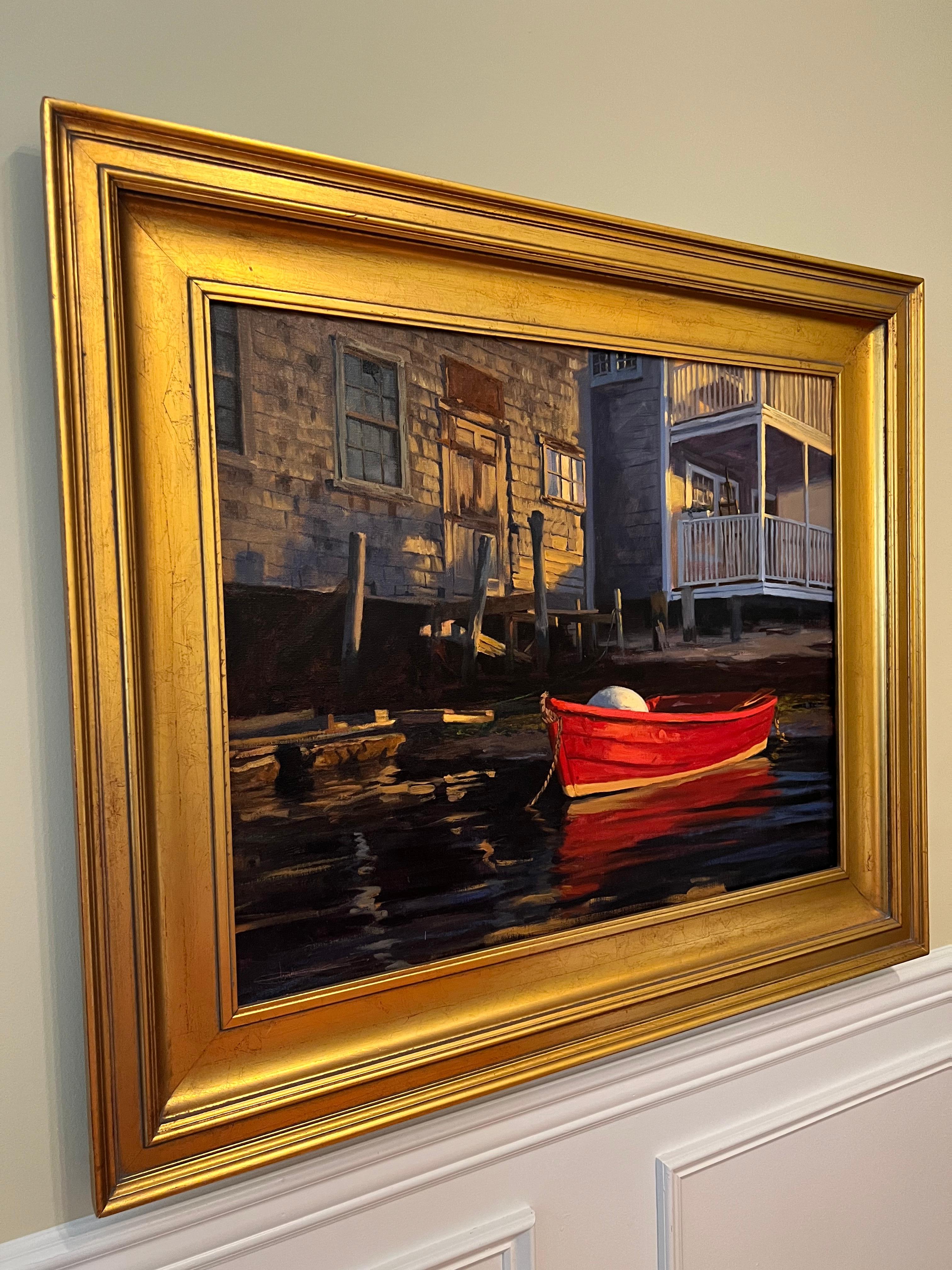 Louis Guarnaccia “Easy Street Boat Basin” Nantucket, Oil on Linen, 2001 For Sale 9