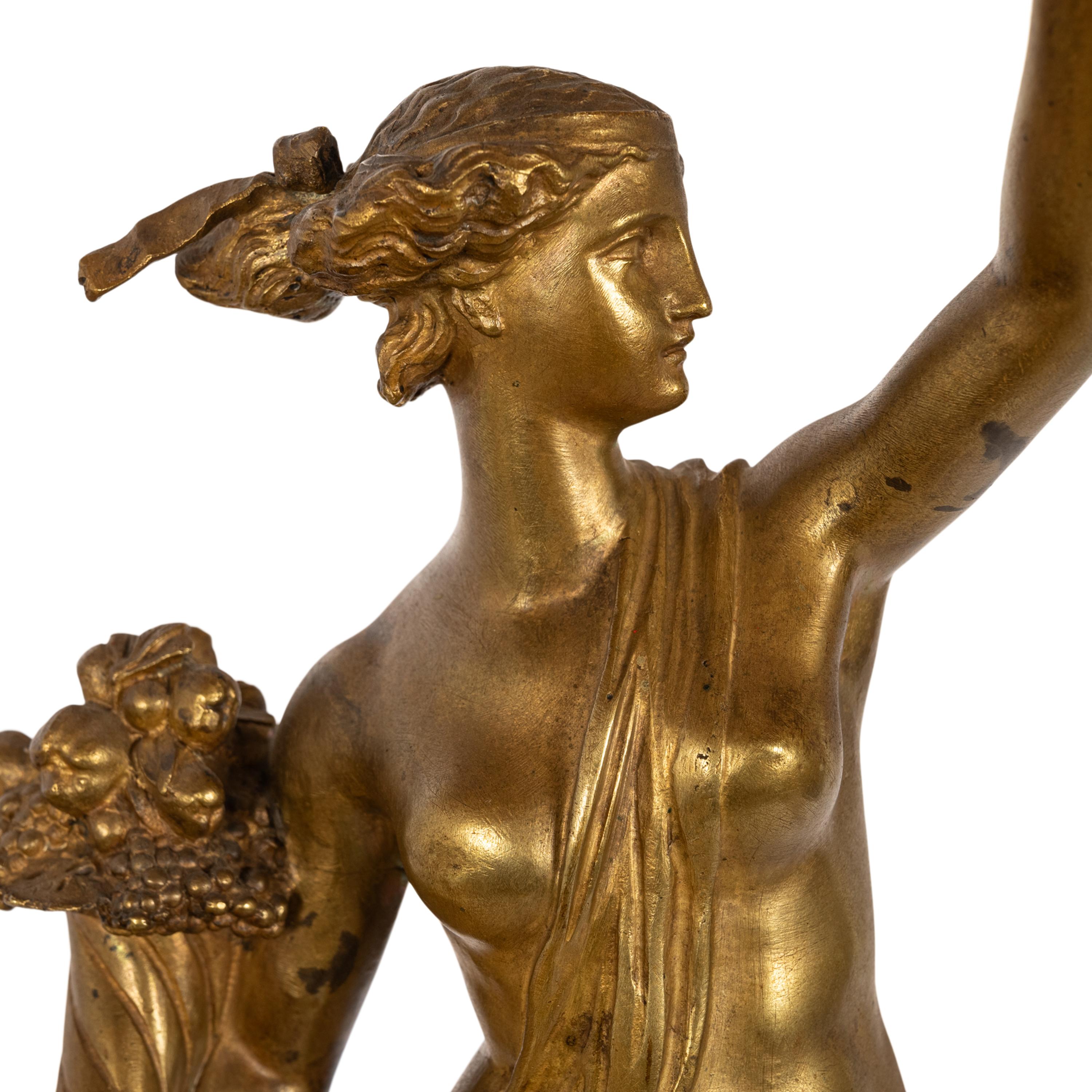 Antike französische vergoldete Bronze Marmor Statue Skulptur der Fortuna Louis G Fulconis  im Angebot 9