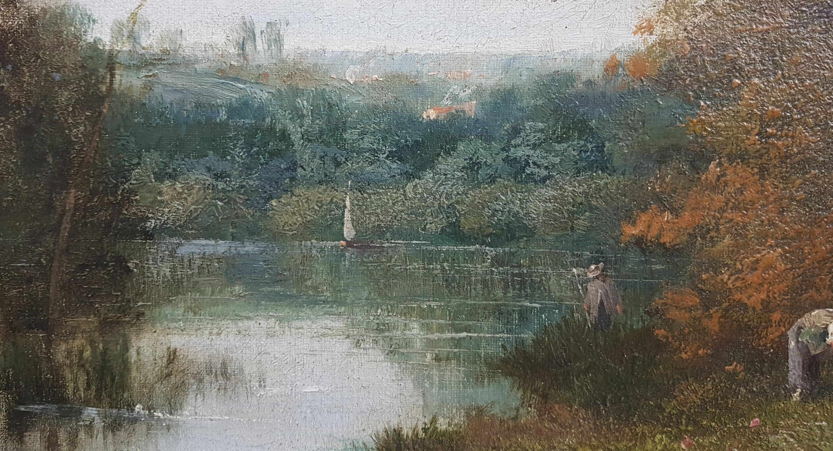 Las orillas del Sena - Painting Escuela francesa de Louis-Gustave Ricard
