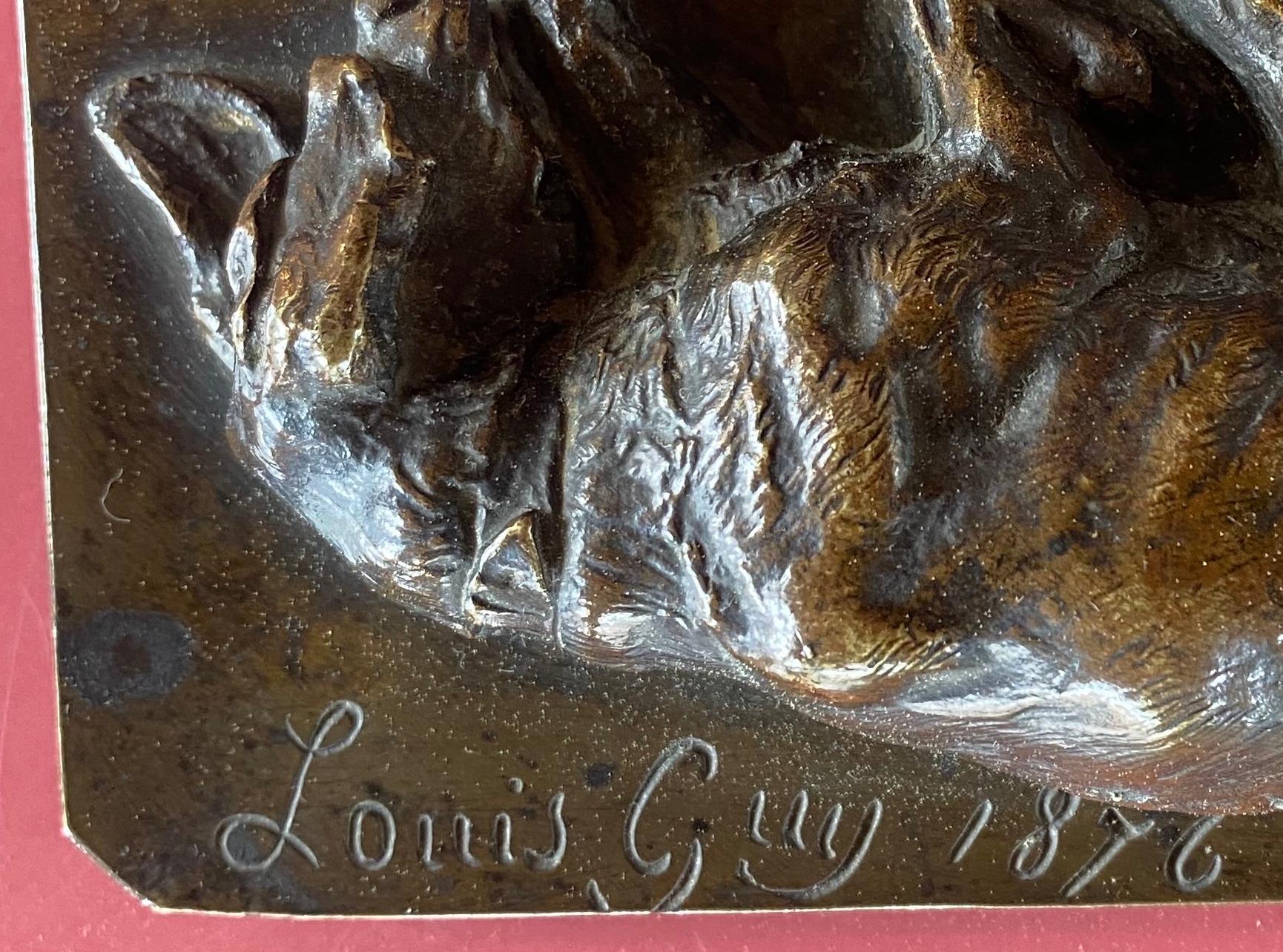 Louis Guy  Basset dormido de bronce 1876 en venta 2