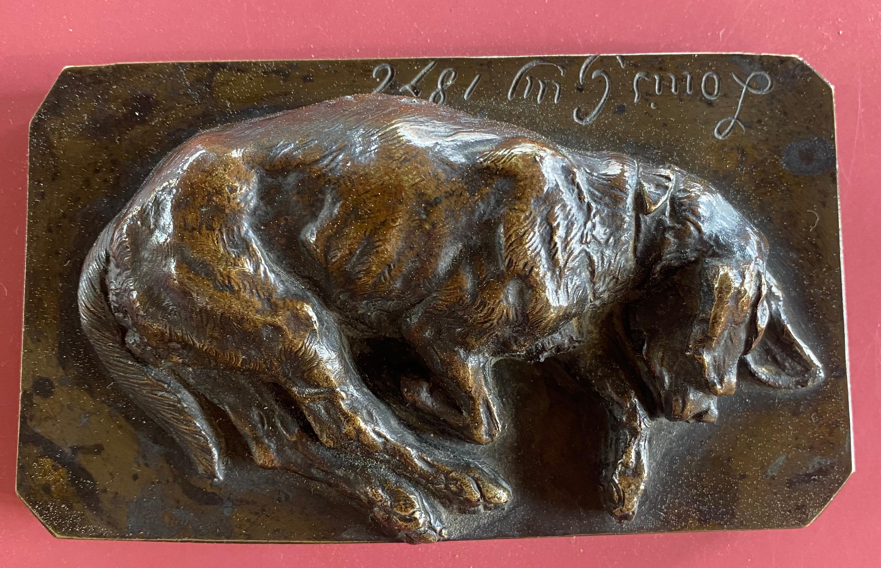 Louis Guy  Basset dormido de bronce 1876 en venta 3
