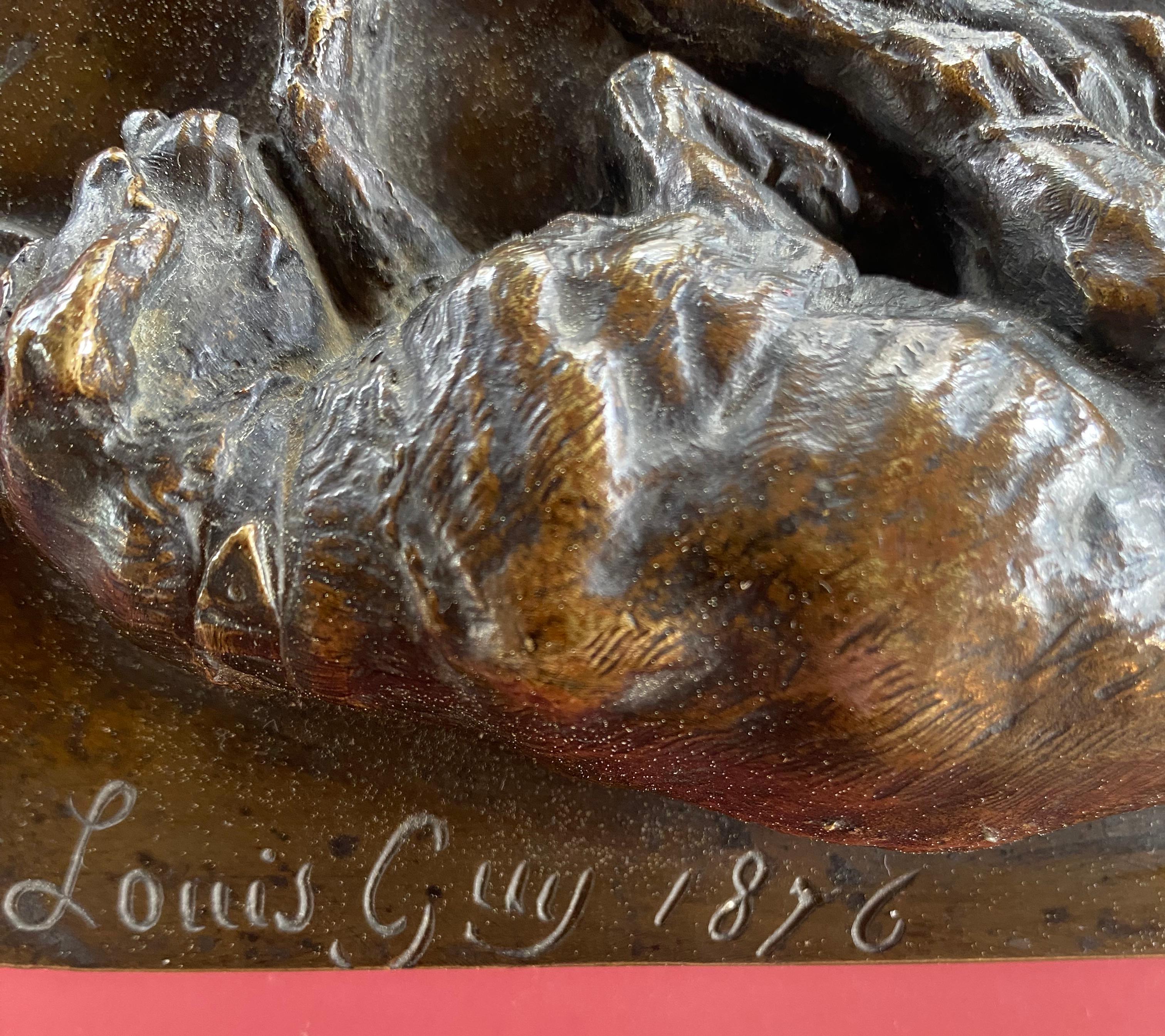 Louis Guy  Basset dormido de bronce 1876 en venta 6