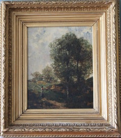 Peinture à l'huile ancienne de paysage, école française, attribuée à Louis Guy
