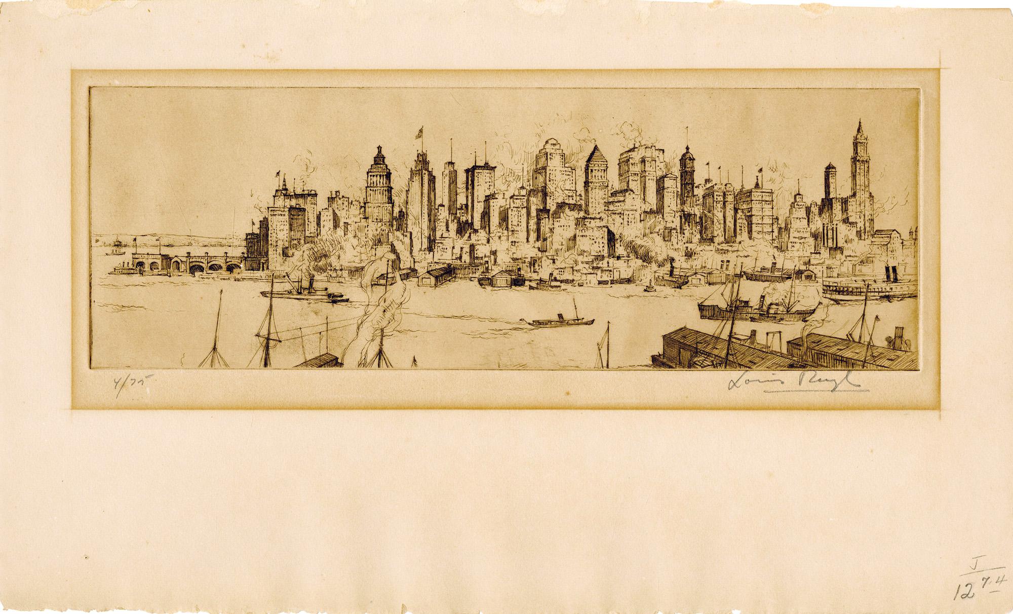 New Yorker Skyline – Print von Louis H. Ruyl