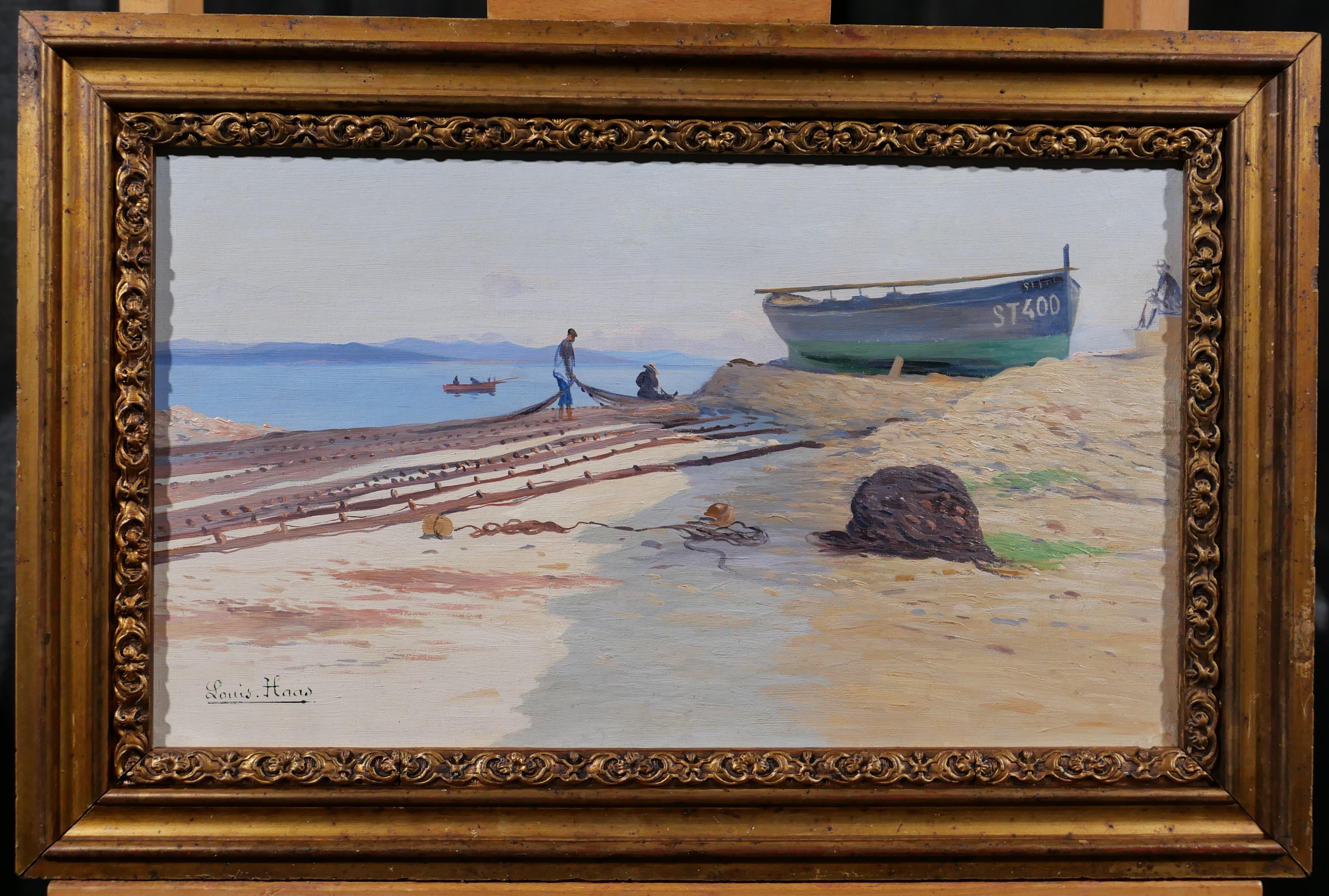 Saint-Tropez, boat on the point (France) - Painting by Louis HAAS