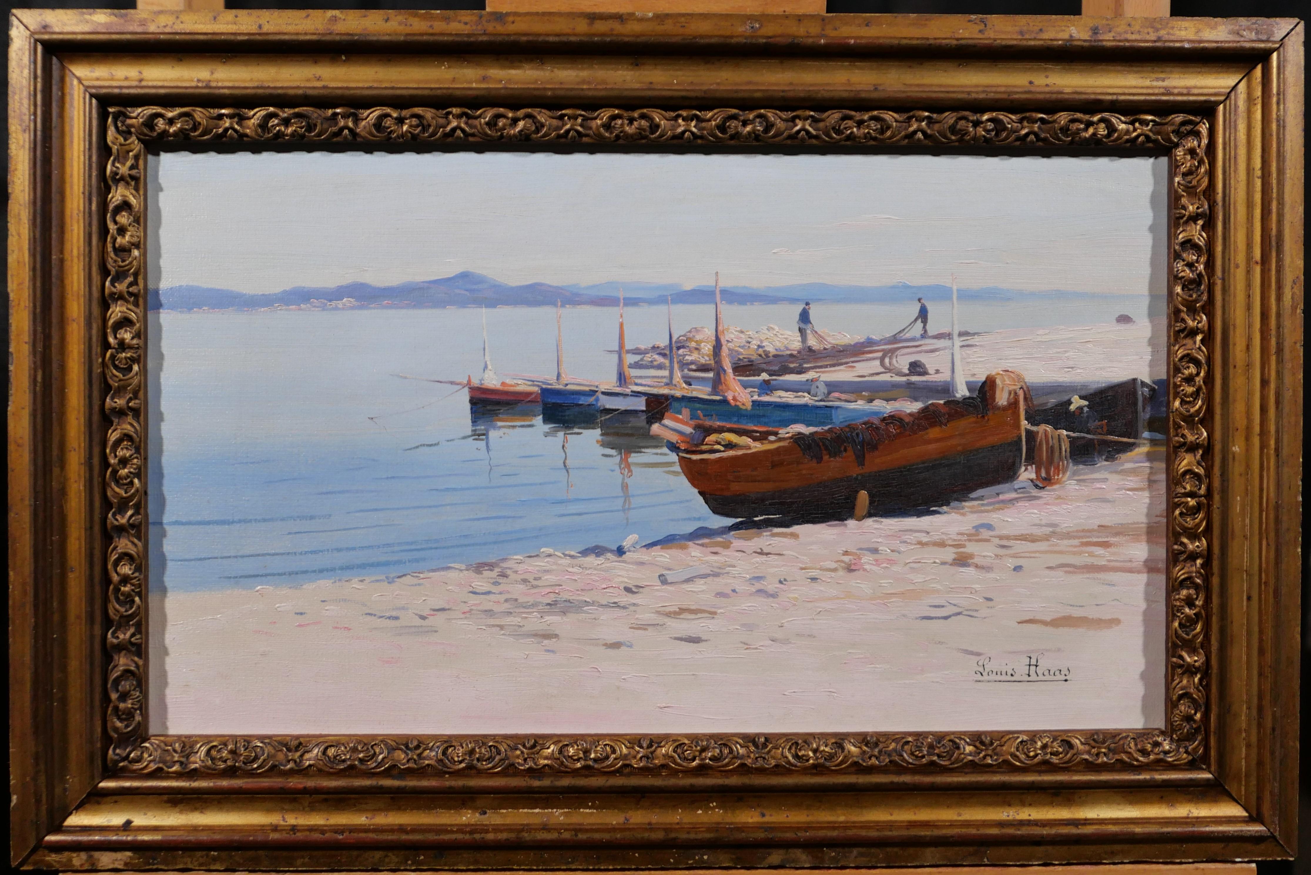 Saint-Tropez, boat on the point (France) - Painting by Louis HAAS