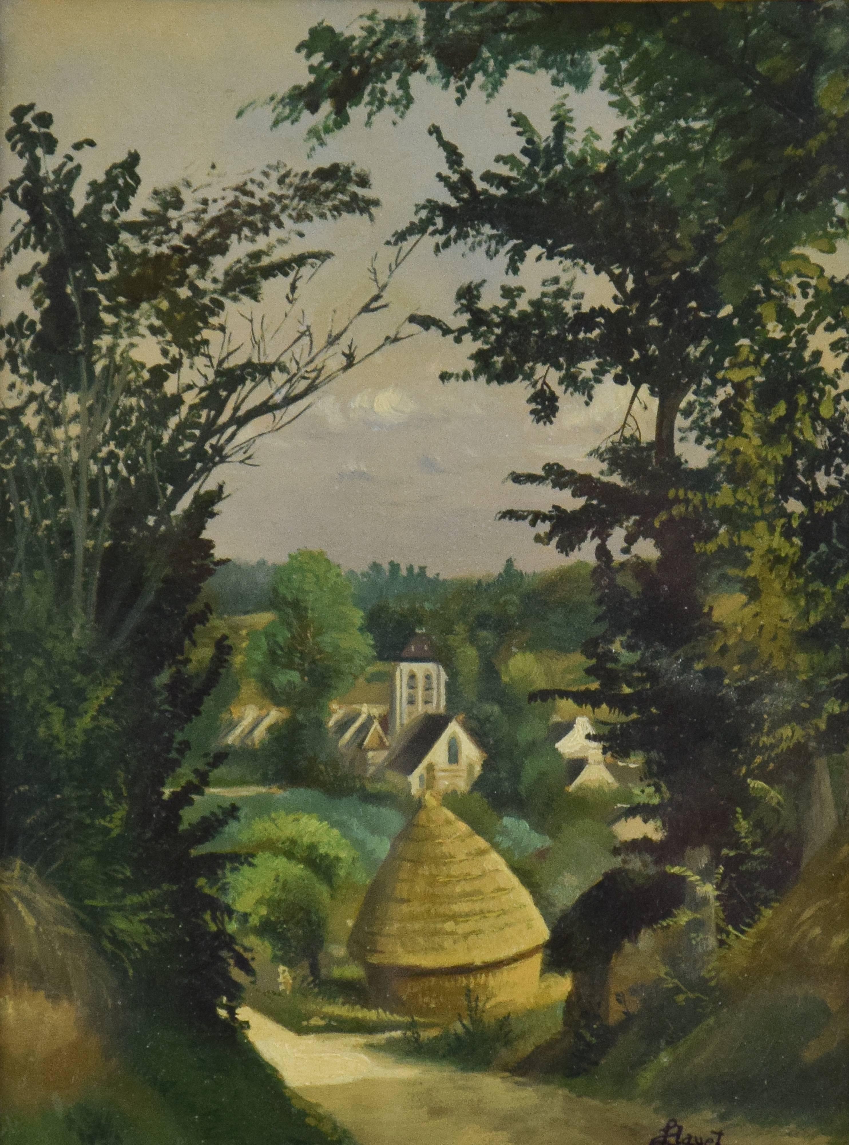 Louis Hayet Figurative Painting – Paysage von LOUIS HAYET – Kunst, französischer postimpressionistischer Maler, Landschaft