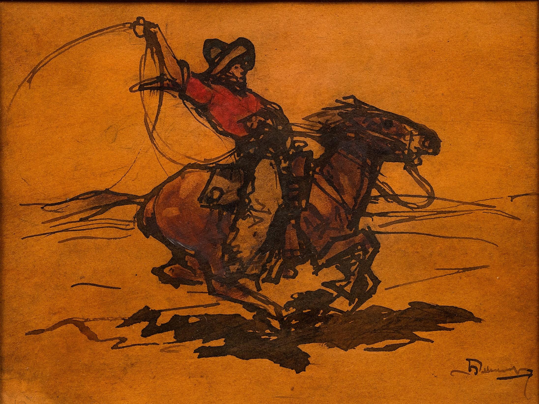 „Cowboy zu Pferd (Le Cowboy)“ Louis Henri Deluermoz (1876-1943) V.2 1
