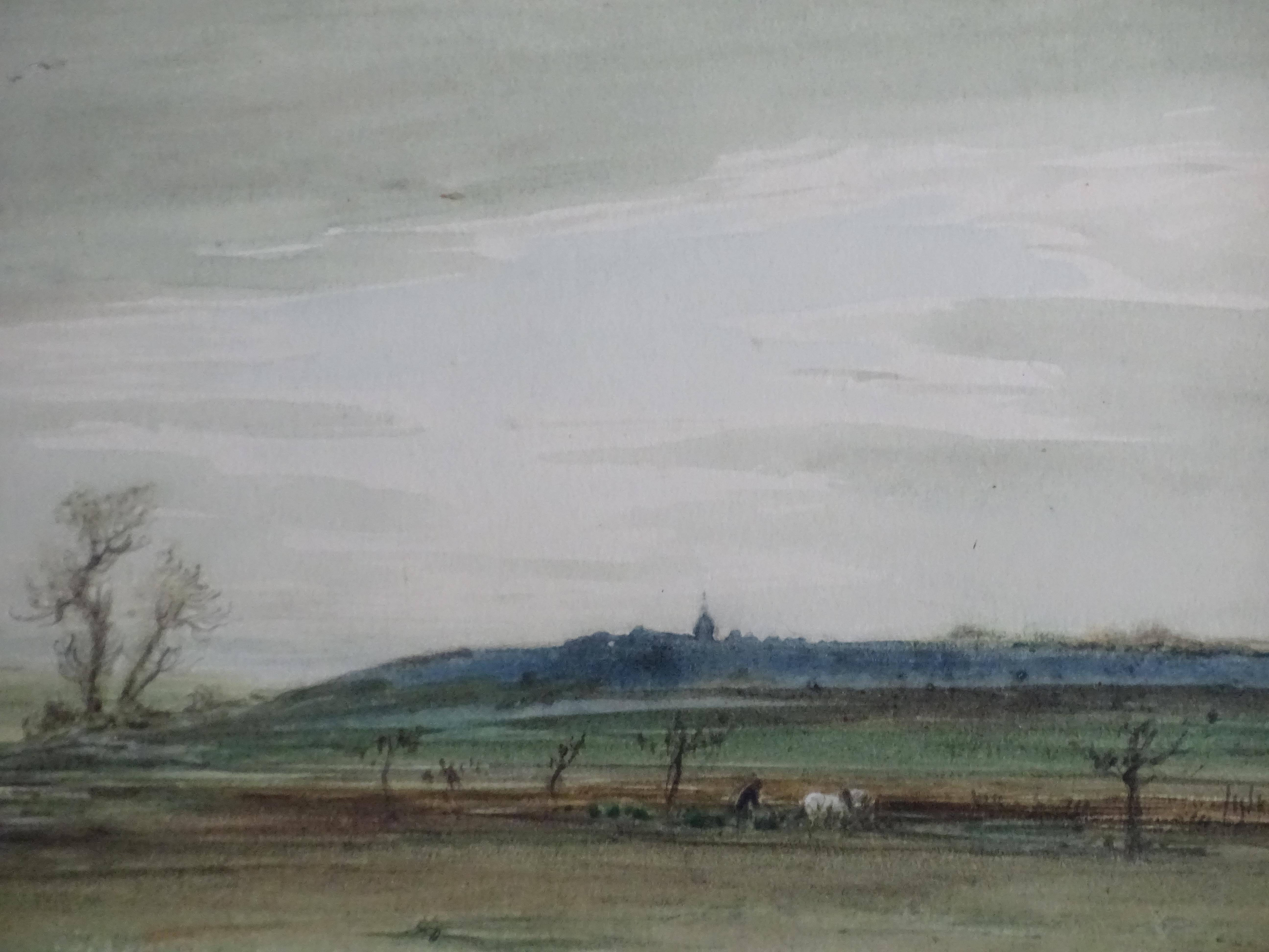 Late 19th Century Symbolist Style Henri Foreau Landscape Watercolor on Paper - Painting by Louis-Henri Foreau