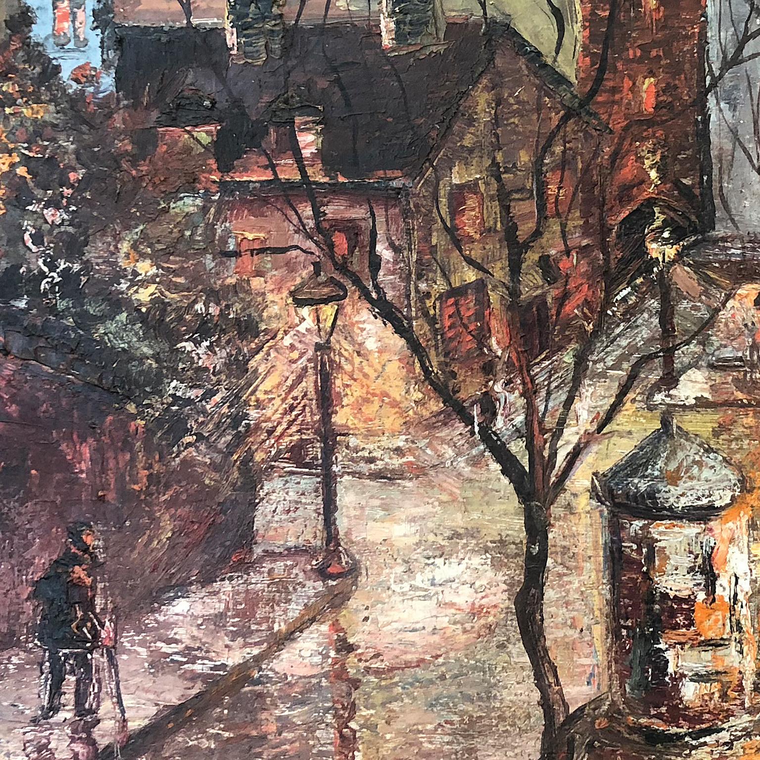 Louis Henri Foreau (Français, 1866-1938) Paris Street at Night - Impressionnisme Painting par Louis-Henri Foreau