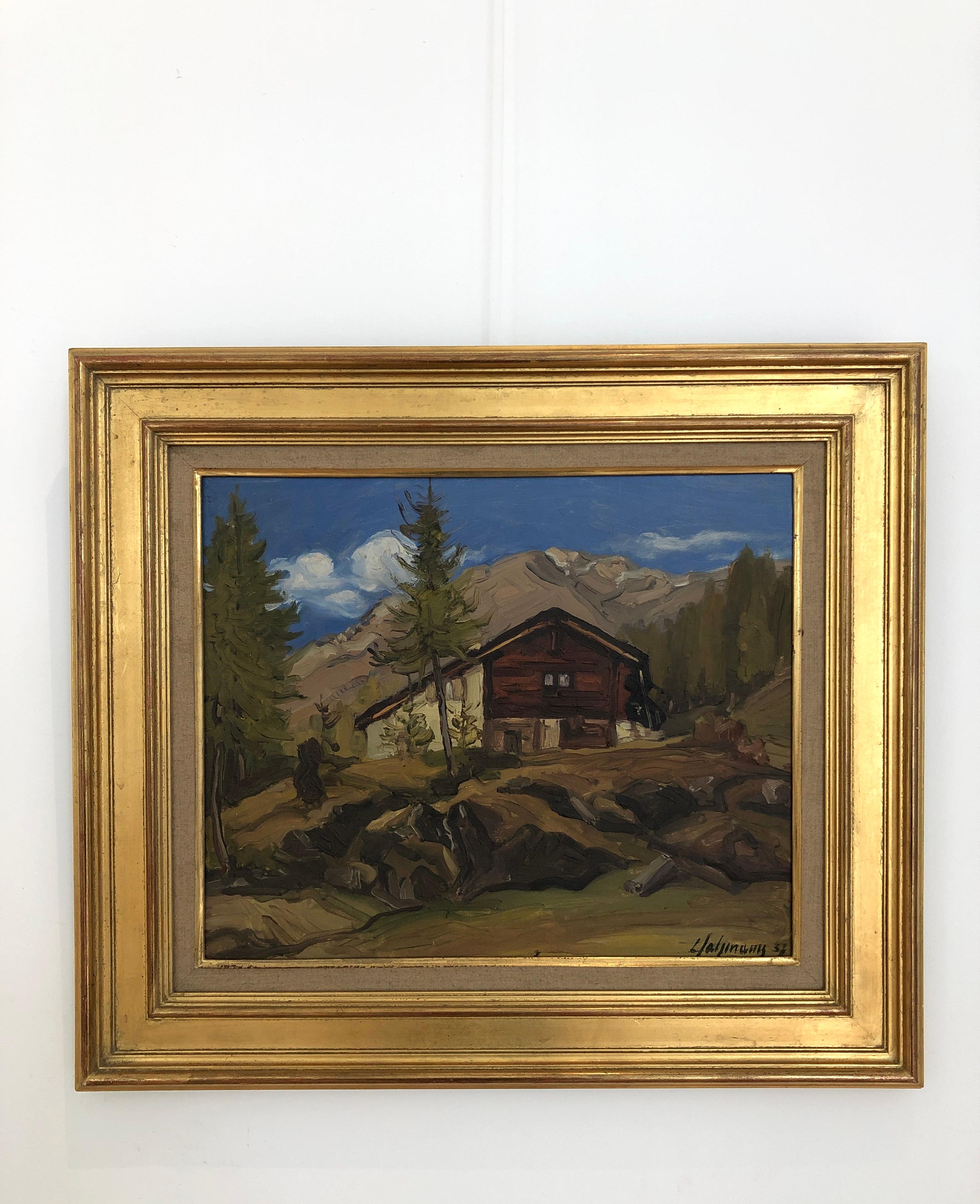 Cottage in the mountains - Painting by Louis Henri Salzmann