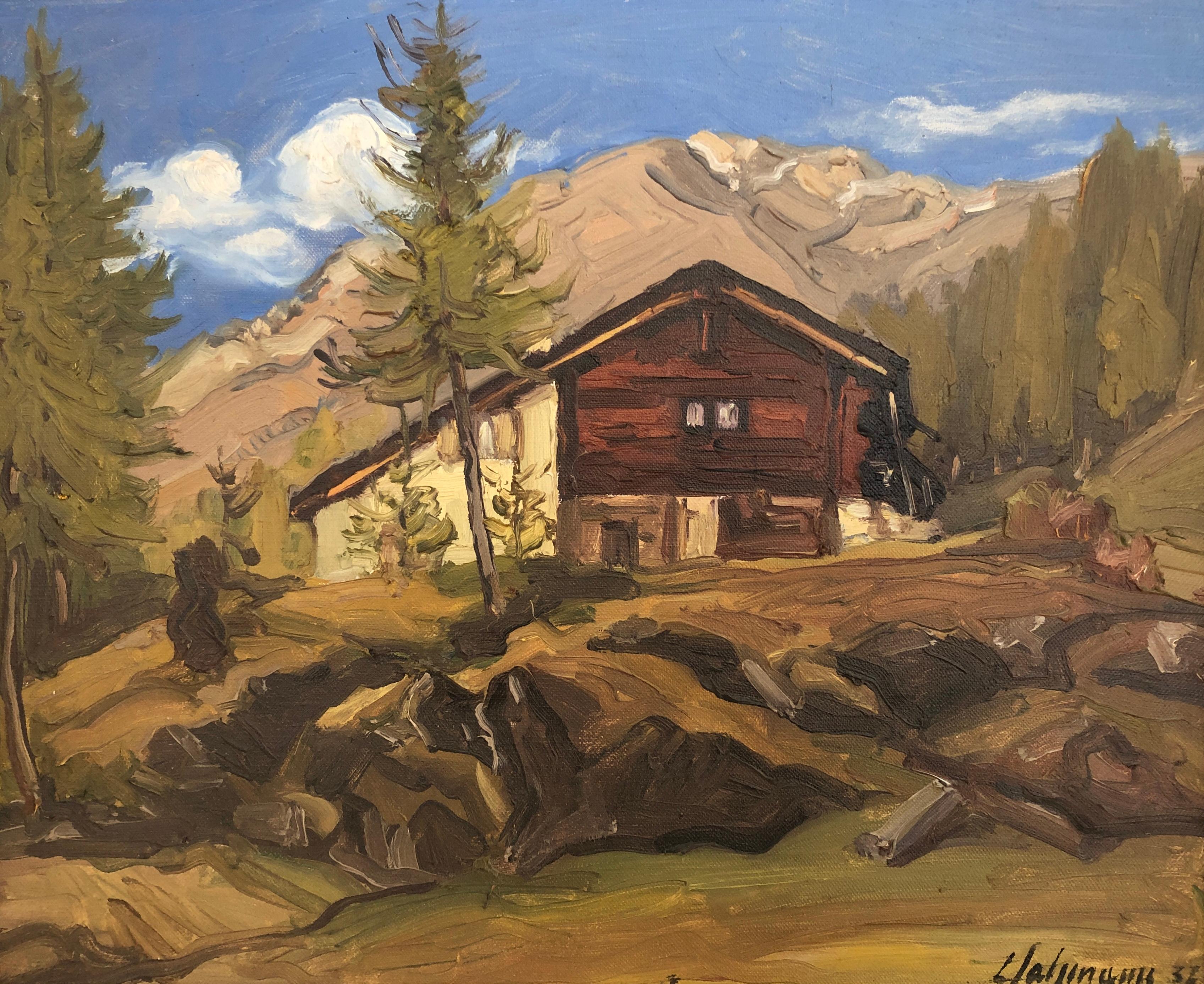 Louis Henri Salzmann Figurative Painting - Cottage in the mountains