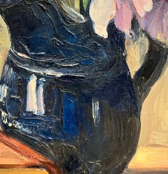 Flowers in a Black Pitcher by Louis Henri Salzmann - Oil on Canvas - 54x65 cm