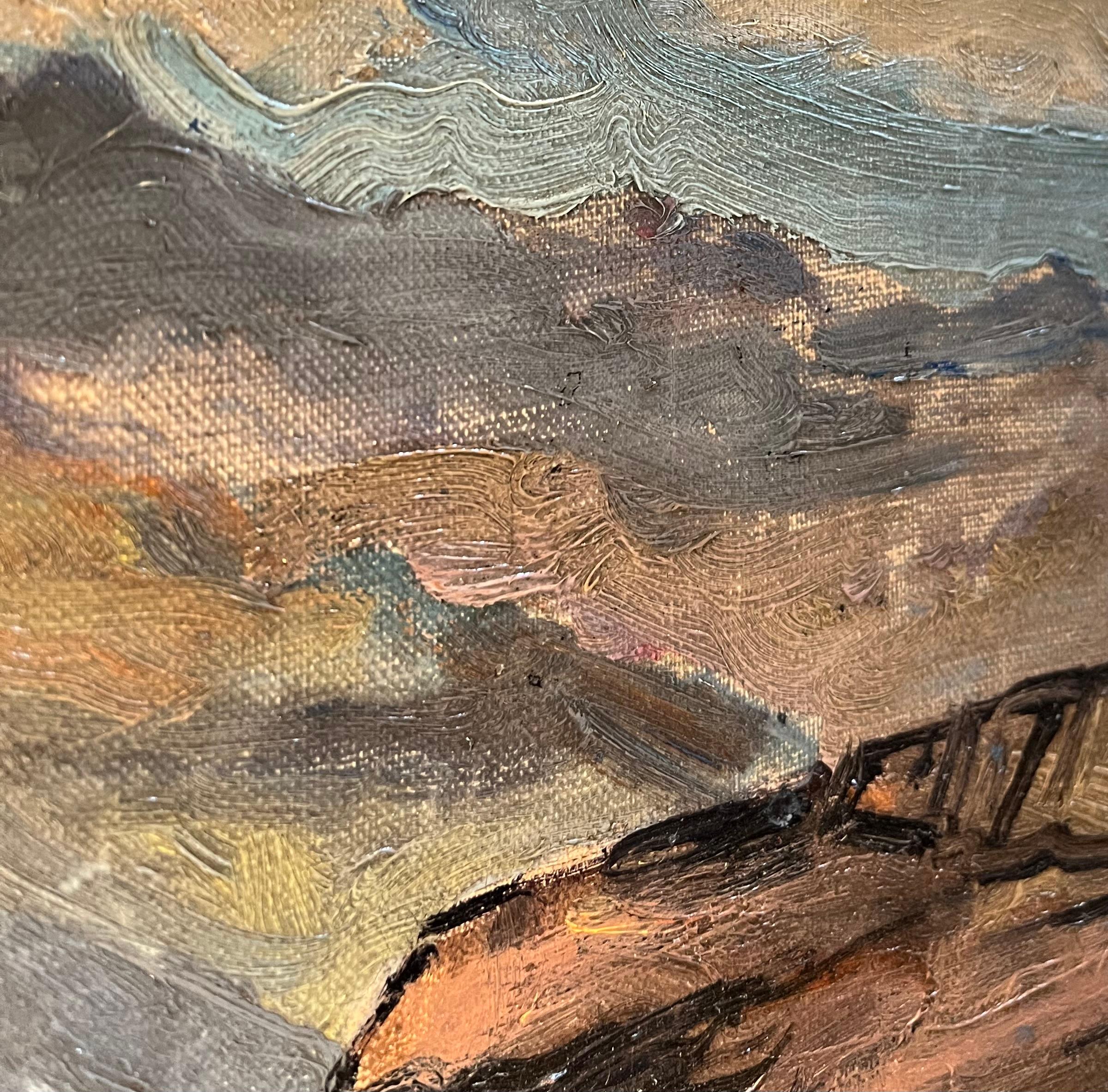 Rural Village by Louis Henri Salzmann - Oil on Canvas - 44x36.5 cm For Sale 3