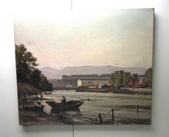 The banks of the Arve by Louis Henri Salzmann - Oil on canvas