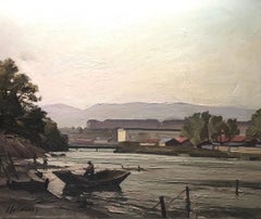 The banks of the Arve by Louis Henri Salzmann - Oil on canvas