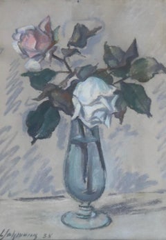 Two roses in vase