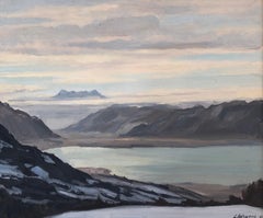 Ansicht des Genfer Sees und der Hänge von Midi