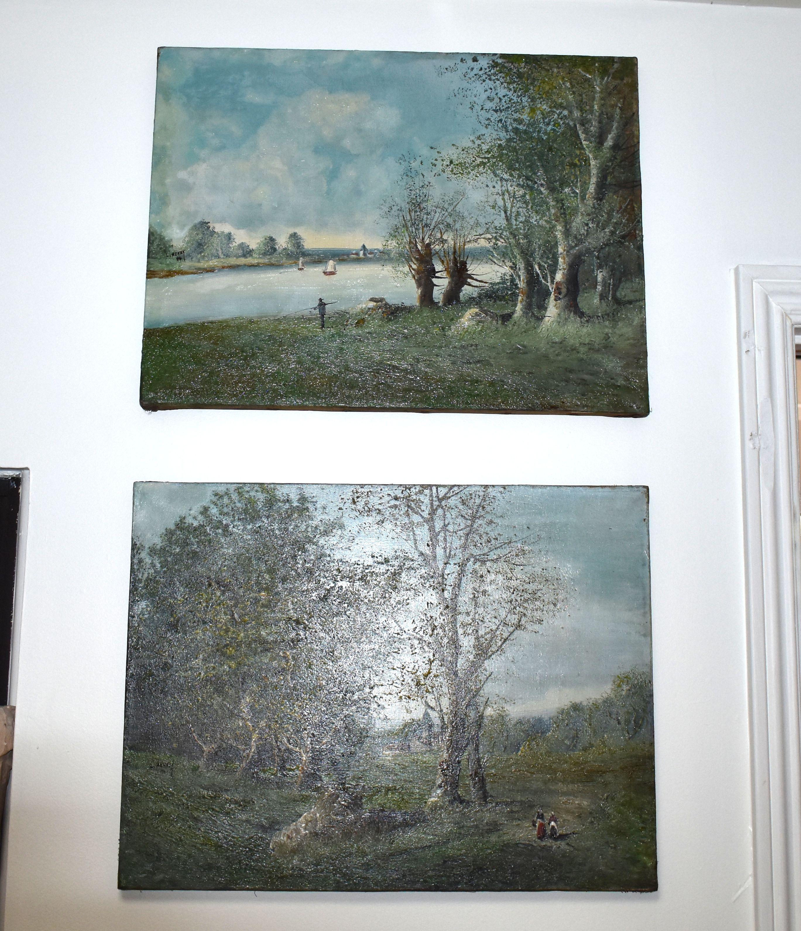 Late 19th century set of four oil on canvas painting signed and dated (1894) paintings by French listed artist Louis Henry.