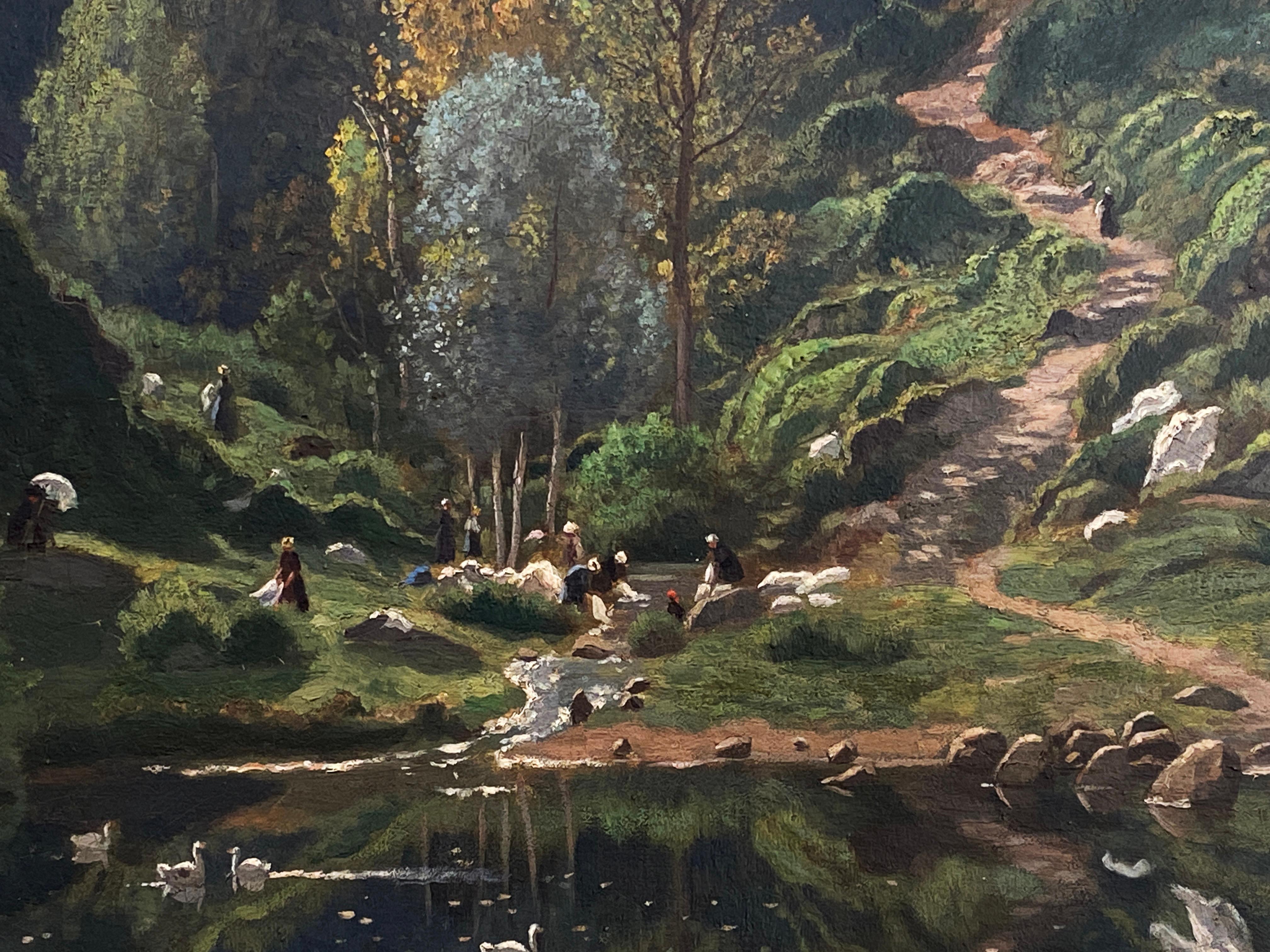 Barbizon-Landschaft (Schule von Barbizon), Painting, von Louis Herisson