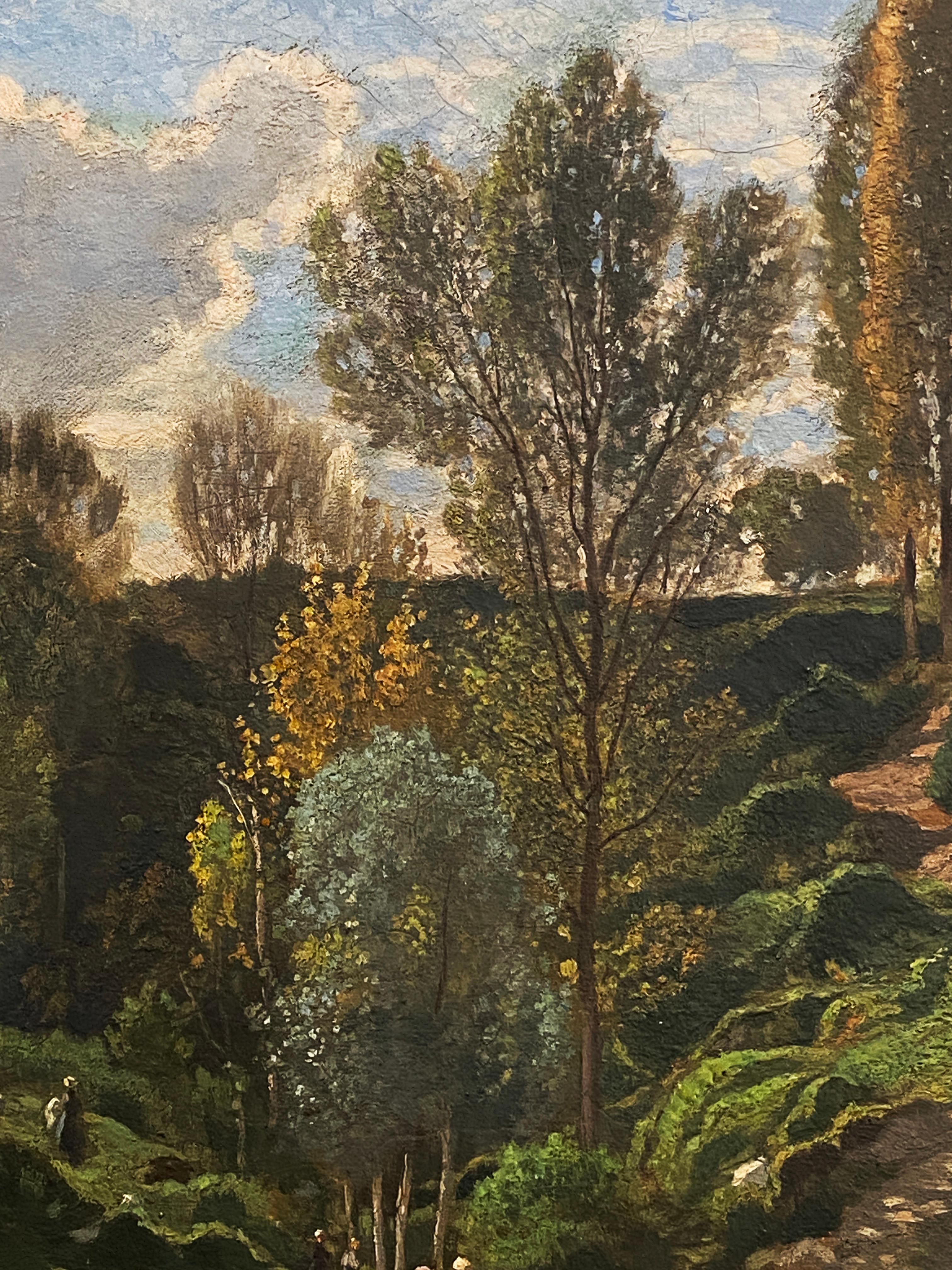 Barbizon-Landschaft (Schwarz), Landscape Painting, von Louis Herisson
