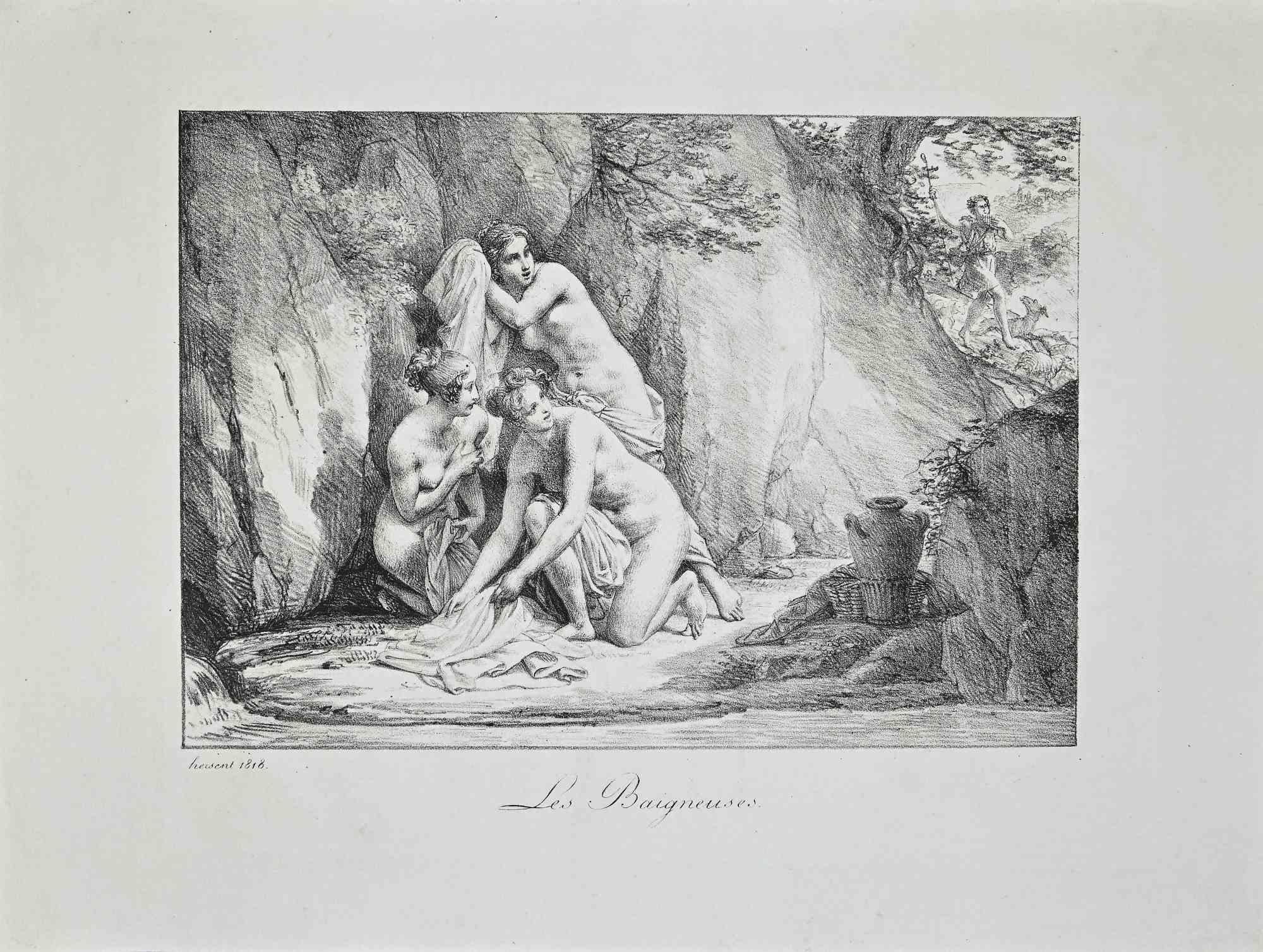 Les Baigneuses is an original lithograph realized by Louis Hersent in 1818.

Good condition on a white paper.

Stamp signed and dated.

Louis Hersent (10 March 1777 – 2 October 1860) was a French painter. He was born in Paris. He became a pupil of