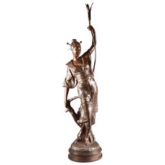 Louis Hottot, Bronze Sculpture of Beautiful Oriental Woman
