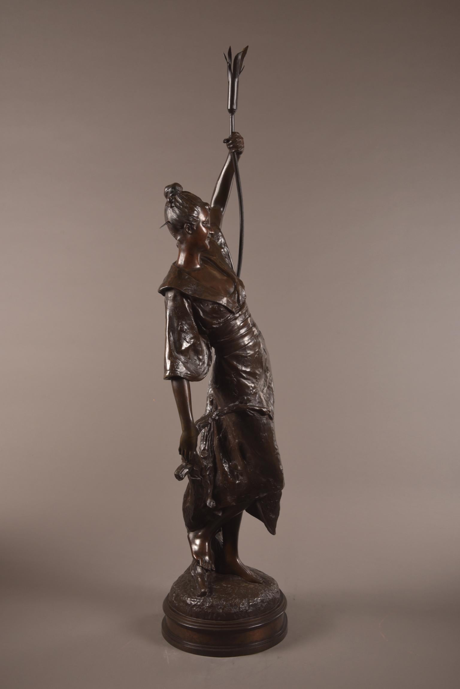 Louis Hottot (FRENCH, 1829-1905), large & rare ( 102 cm) Oriental Female Figure For Sale 2