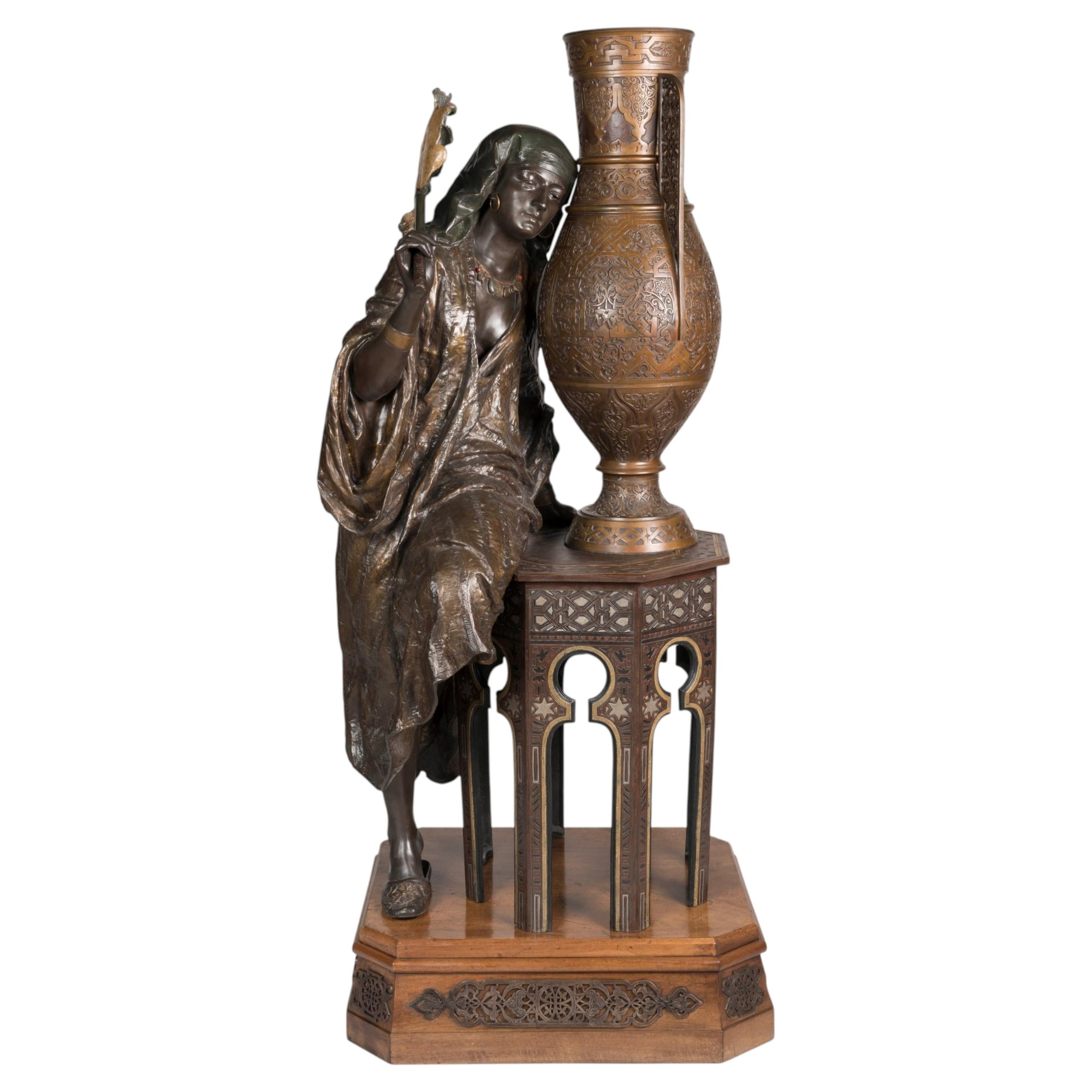 Louis Hottot Attributed Orientalist Spelter Figure of a Woman, Circa 1890 For Sale