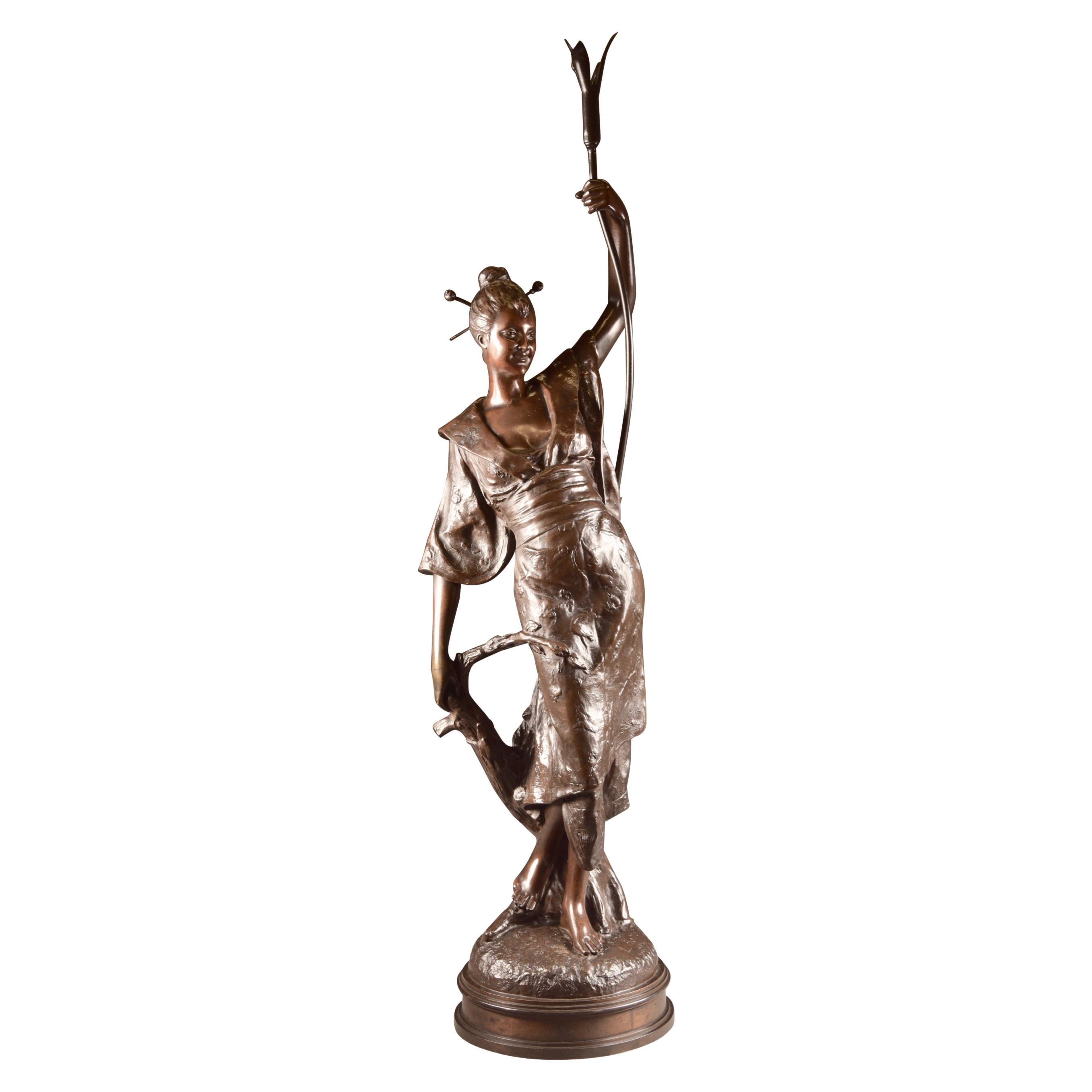 Louis Hottot (FRENCH, 1829-1905), large & rare ( 102 cm) Oriental Female Figure For Sale