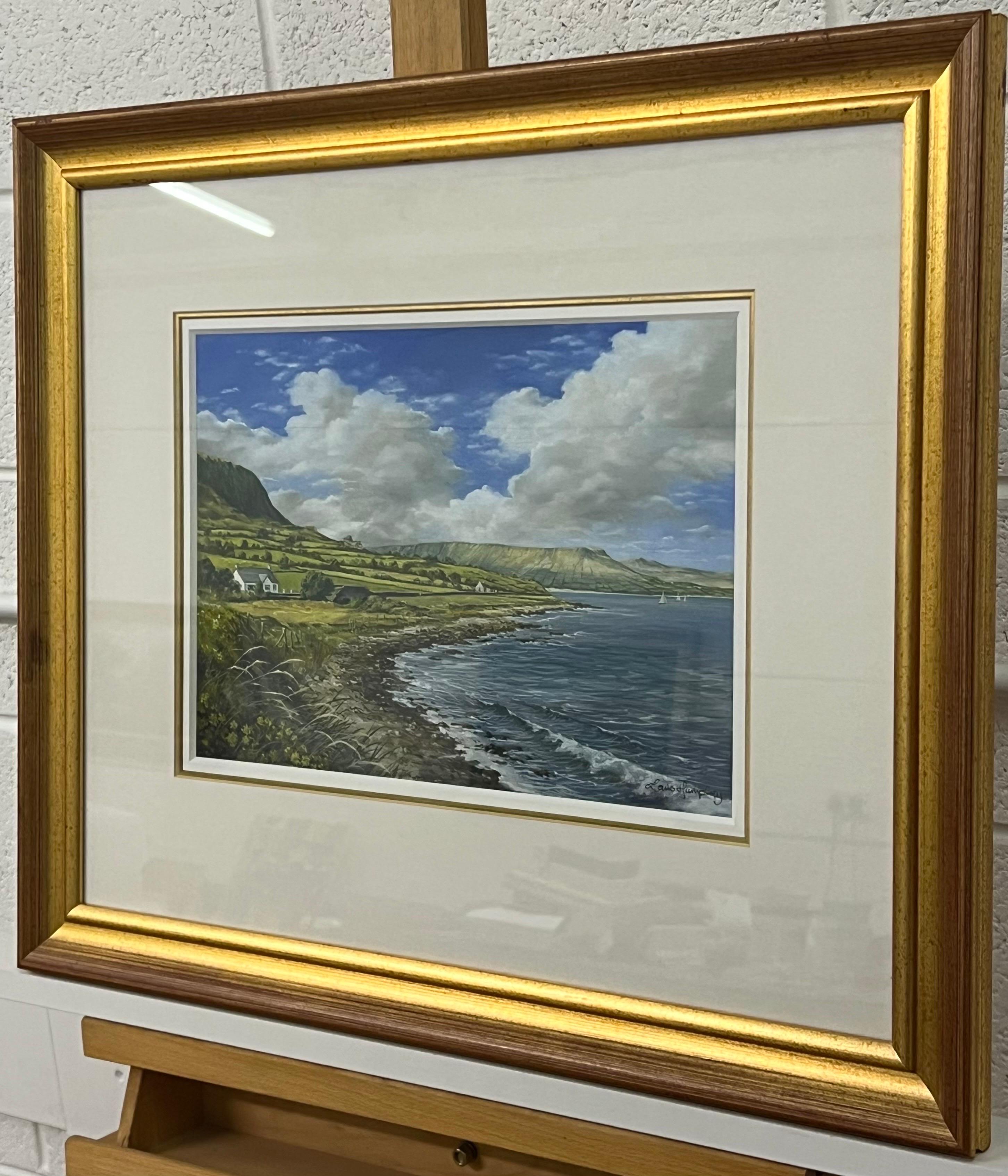 Cottages by the Sea in Ireland Vintage Oil Painting by 20th Century Irish Artist, Louis Humphrey. Humphrey was born in 1955 in Belfast, Northern Ireland.

Cottage by the Sea in Ireland 
Original Painting, Oil on Board 
Framed behind perspex in an