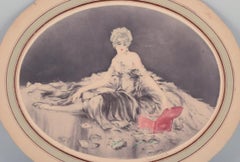 Louis Icart (1888-1950). Color lithograph. "Les Lettres". No. 199. Ca. 1930.