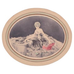 Louis Icart (1888-1950). Color lithograph. "Les Lettres". No. 199. Ca. 1930.