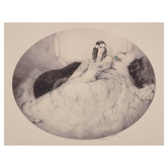 Louis Icart (1888-1950). Farbige Radierung. „Schwarzer Fächer“ / „Eventail Noir“. 1931.