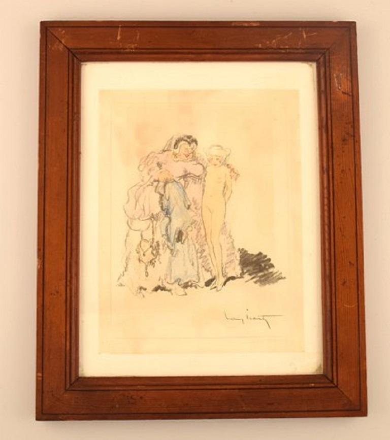 Louis Icart. Colored pencil drawing on paper, 1930s-1940s.
Signed.
In excellent condition.
Visible size: 24 x 18.5 cm.
Total dimensions: 28.5 x 22 cm.
The frame measures: 4 cm.
