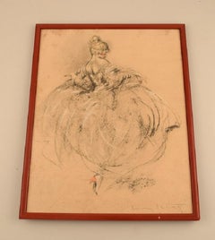 Louis Icart, Crayon on Paper, Dancing Woman, 1920s / 30s