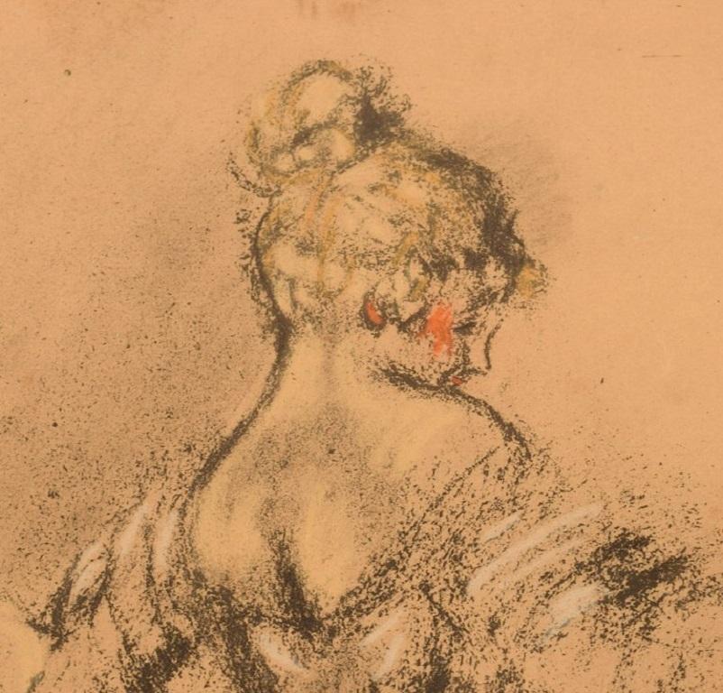 Early 20th Century Louis Icart, Crayon on Paper, Dancing Woman, 1920s / 30s