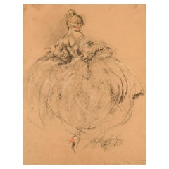 Louis Icart, Crayon on Paper, Dancing Woman, 1920s / 30s